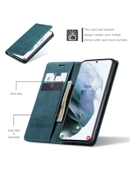 Cover Galaxy S21 5G Pelle Portafoglio Blu | Melacompro