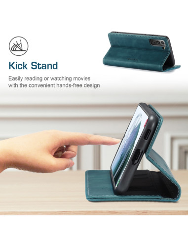 Cover Galaxy S21 5G Pelle Portafoglio Blu | Melacompro