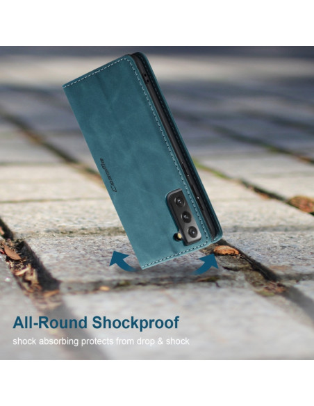 Cover Galaxy S21 5G Pelle Portafoglio Blu | Melacompro