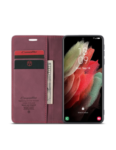 Cover Galaxy S21 Ultra 5G Pelle Nero Wine Rosso | Melacompro