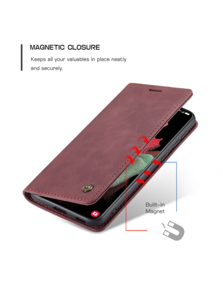 Cover Galaxy S21 Ultra 5G Pelle Nero Wine Rosso | Melacompro