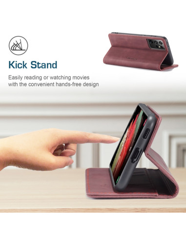 Cover Galaxy S21 Ultra 5G Pelle Nero Wine Rosso | Melacompro