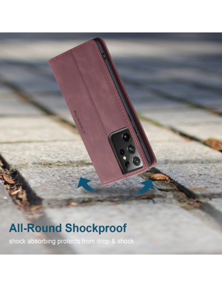 Cover Galaxy S21 Ultra 5G Pelle Nero Wine Rosso | Melacompro