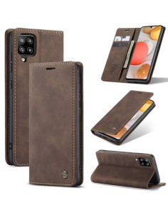 Cover Galaxy A42 5G Pelle Portafoglio Nero Coffee