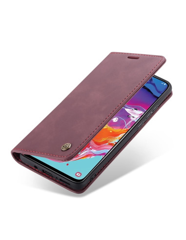 Cover Galaxy A70 Pelle Portafoglio Wine Rosso | Melacompro