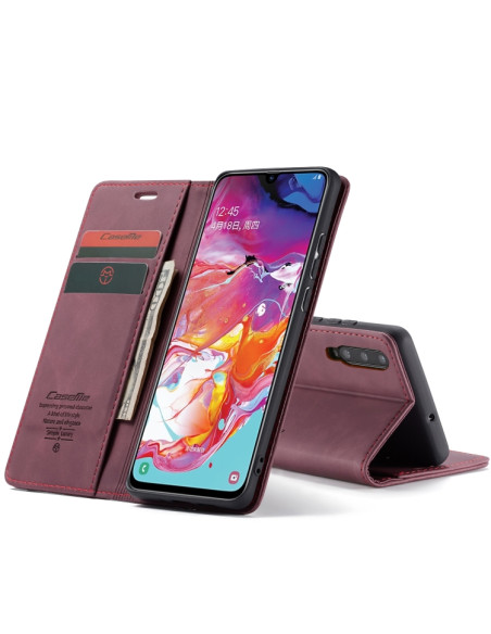 Cover Galaxy A70 Pelle Portafoglio Wine Rosso | Melacompro