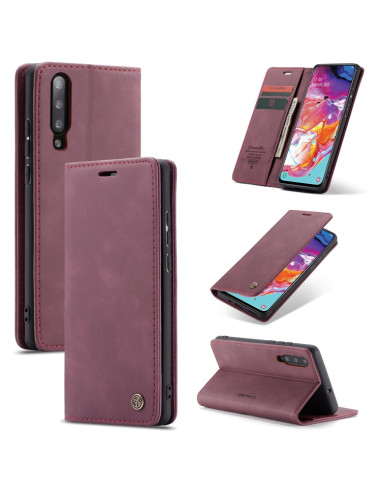 Cover Galaxy A70 Pelle Portafoglio Wine Rosso | Melacompro
