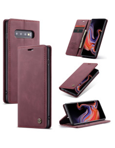 Cover Galaxy S10 Plus Pelle Portafoglio con Slot Wine Rosso