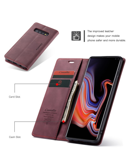 Cover Galaxy S10 Plus Pelle Portafoglio Wine Rosso | Melacompro