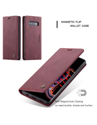 Cover Galaxy S10 Plus Pelle Portafoglio Wine Rosso | Melacompro