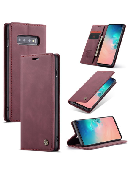 Cover Galaxy S10 Plus Pelle Portafoglio Wine Rosso | Melacompro