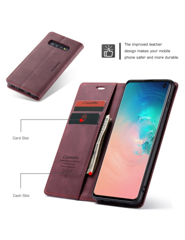 Cover Galaxy S10 Plus Pelle Portafoglio Wine Rosso | Melacompro