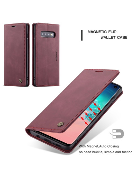 Cover Galaxy S10 Plus Pelle Portafoglio Wine Rosso | Melacompro
