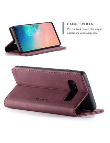 Cover Galaxy S10 Plus Pelle Portafoglio Wine Rosso | Melacompro