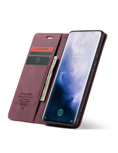Cover OnePlus 7 Pro Pelle Flip Portafoglio Wine Rosso