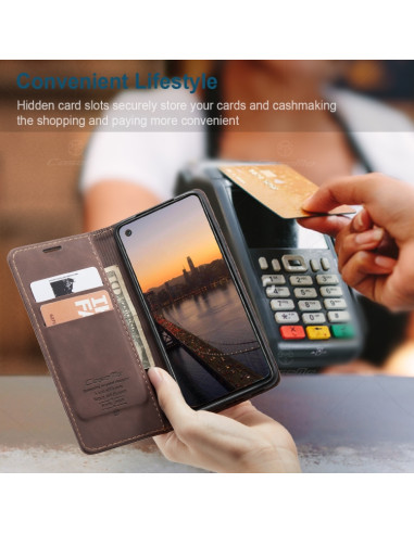 Cover Galaxy A21S Pelle Portafoglio Coffee | Melacompro