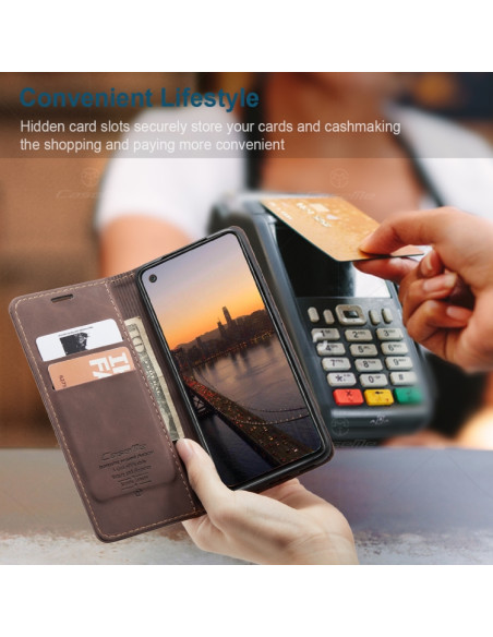 Cover Galaxy A21S Pelle Portafoglio Coffee | Melacompro