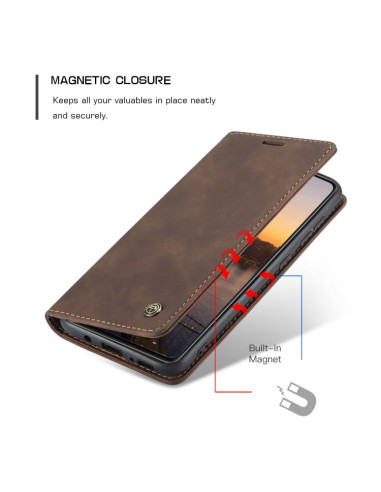 Cover Galaxy A21S Pelle Portafoglio Coffee | Melacompro