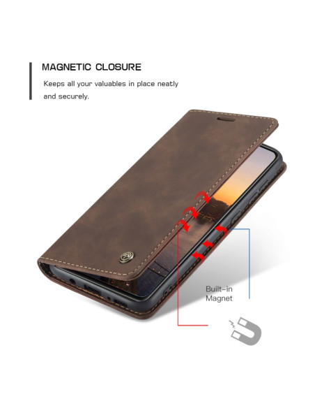 Cover Galaxy A21S Pelle Portafoglio Coffee | Melacompro