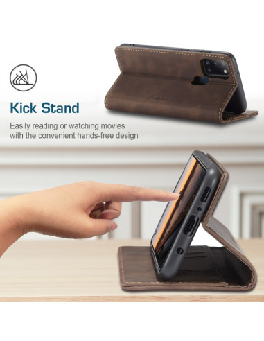 Cover Galaxy A21S Pelle Portafoglio Coffee | Melacompro