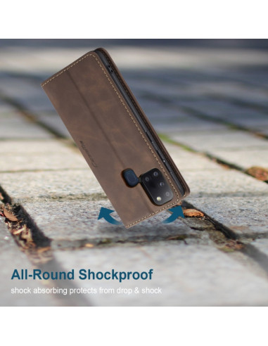 Cover Galaxy A21S Pelle Portafoglio Coffee | Melacompro