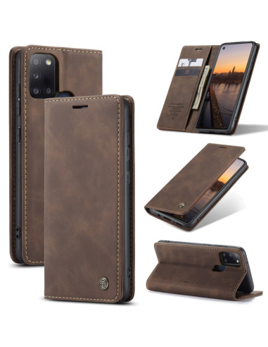 Cover Galaxy A21S Pelle Portafoglio Coffee | Melacompro