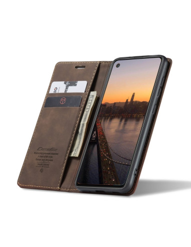 Cover Galaxy A21S Pelle Portafoglio Coffee | Melacompro