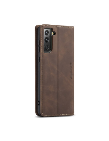Cover Galaxy S21+ Pelle Portafoglio Rosso Vino Coffee | Melacompro