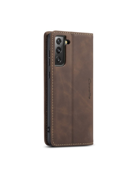 Cover Galaxy S21+ Pelle Portafoglio Rosso Vino Coffee | Melacompro