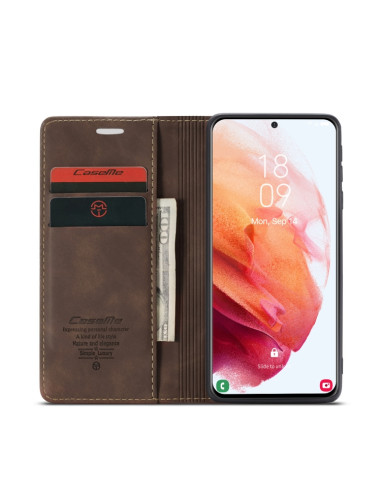 Cover Galaxy S21+ Pelle Portafoglio Rosso Vino Coffee | Melacompro