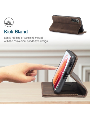 Cover Galaxy S21+ Pelle Portafoglio Rosso Vino Coffee | Melacompro