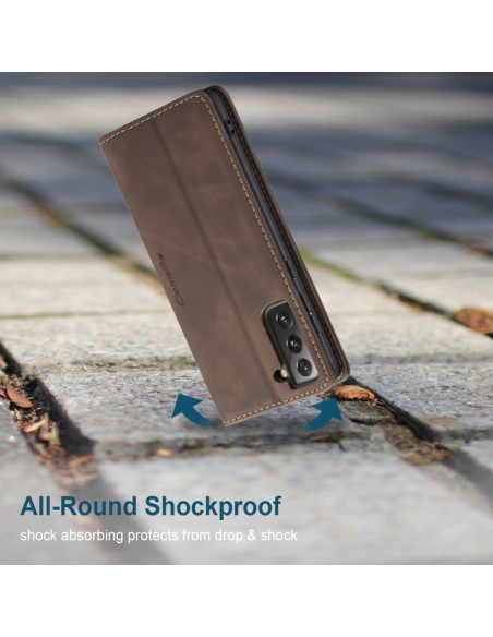 Cover Galaxy S21+ Pelle Portafoglio Rosso Vino Coffee | Melacompro