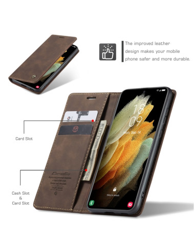 Cover Galaxy S21 Ultra 5G Pelle Nero Coffee | Melacompro