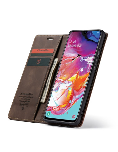 Cover Galaxy A70 Pelle Portafoglio Coffee | Melacompro