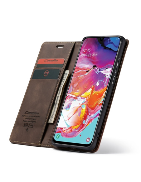 Cover Galaxy A70 Pelle Portafoglio Coffee | Melacompro