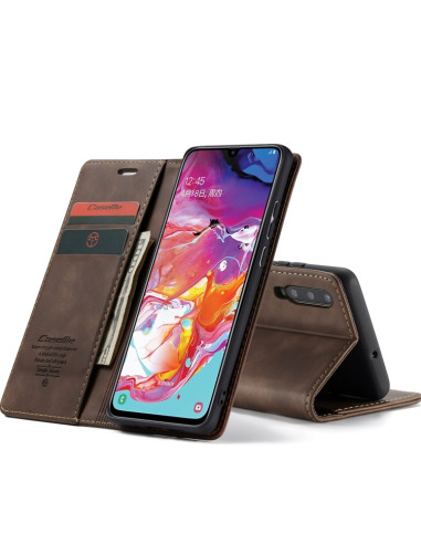 Cover Galaxy A70 Pelle Portafoglio Coffee | Melacompro