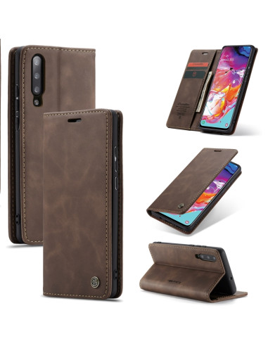 Cover Galaxy A70 Pelle Portafoglio Coffee | Melacompro