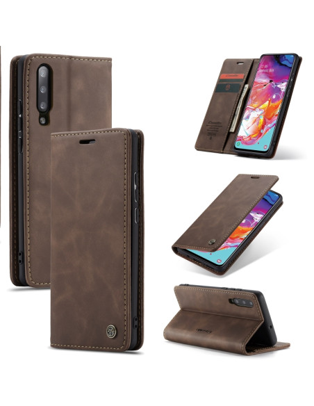 Cover Galaxy A70 Pelle Portafoglio Coffee | Melacompro