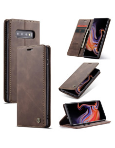 Cover Galaxy S10 Plus Pelle Portafoglio con Slot Coffee