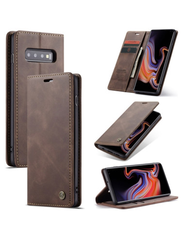 Cover Galaxy S10 Plus Pelle Portafoglio Coffee | Melacompro