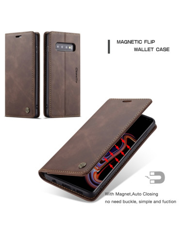 Cover Galaxy S10 Plus Pelle Portafoglio Coffee | Melacompro