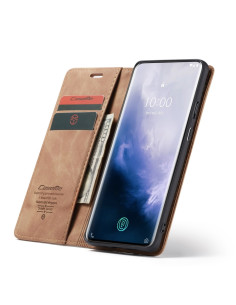Cover OnePlus 7 Pro Pelle Flip Portafoglio Marrone