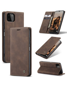Cover Galaxy A22 5G Pelle Portafoglio Marrone Coffee