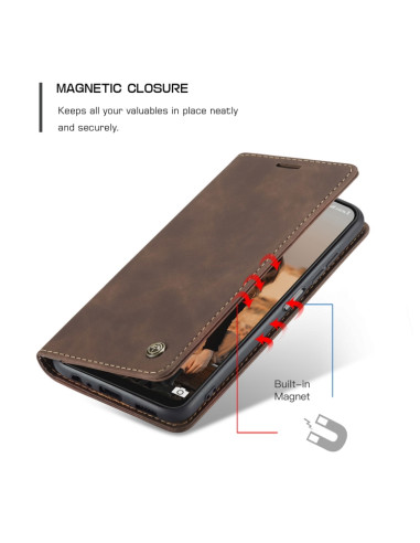 Cover Galaxy A22 5G Pelle Portafoglio Coffee | Melacompro