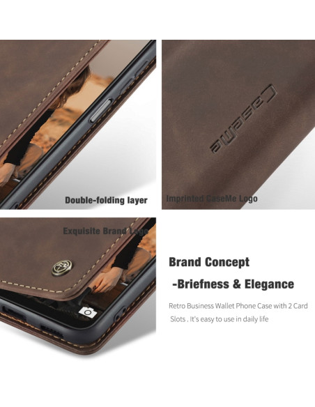 Cover Galaxy A22 5G Pelle Portafoglio Coffee | Melacompro