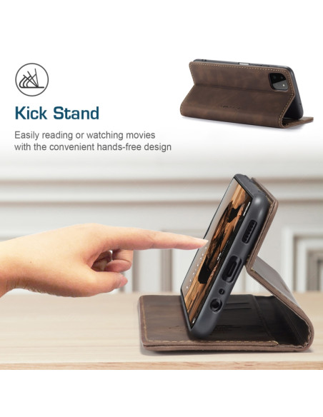 Cover Galaxy A22 5G Pelle Portafoglio Coffee | Melacompro