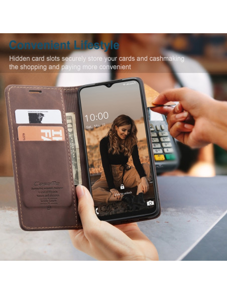 Cover Galaxy A22 5G Pelle Portafoglio Coffee | Melacompro