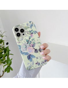 Cover iPhone 13 Pro Max TPU Marmo Nero Rose flower