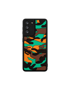 Cover Galaxy S21 5G Silicone Mimetico Nuvole Verde Arancione