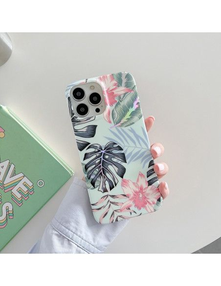 Cover iPhone 13 Pro Max Marmo Nero TPU Rosso flowers | Melacompro